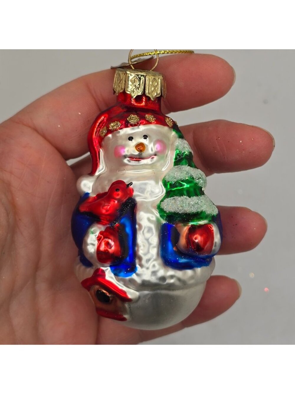 Christmas Ornament Glass Snowman Cardinal Thomas Pacconi Museum Series 2003 VTG